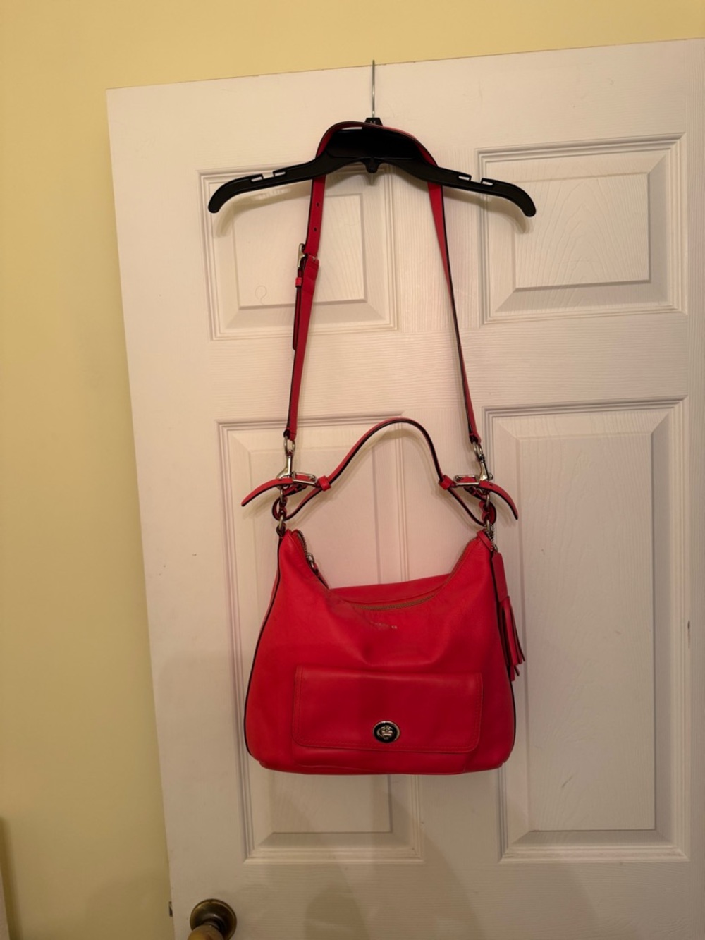 Coach Bright Pink Leather Shoulder Bag with Front Pocket - Picture 3 of 10